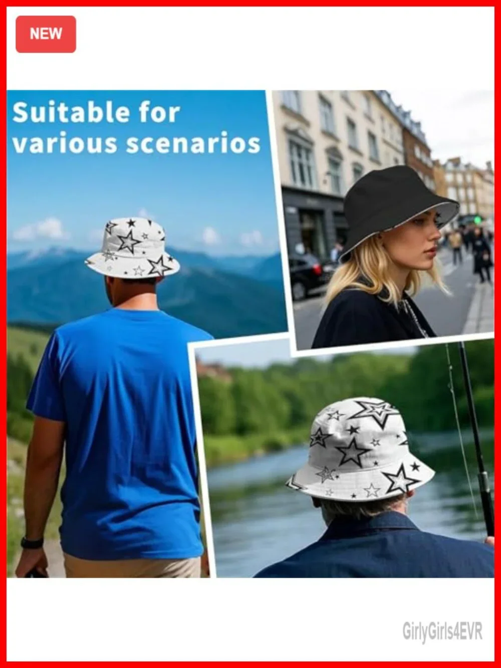 Reversible Bucket Hat Packable Sun Hat for Beach Travel Fishing